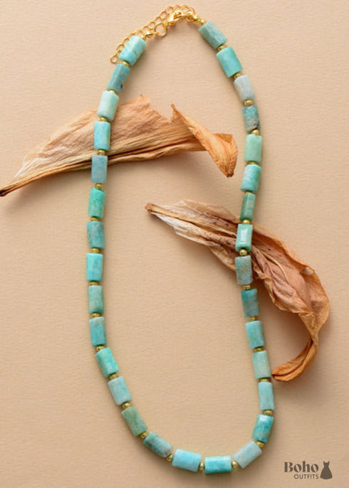 Boho Necklace, Apatite Lariat Chokers Necklace